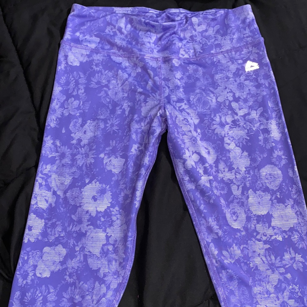 Purple & White Flower Workout Bottoms